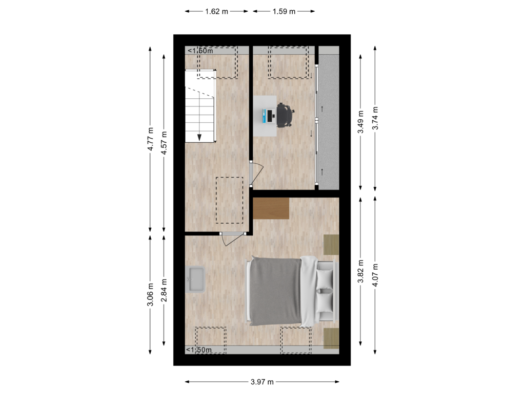 View floorplan of Eerste verdieping of Watertorenstraat 84