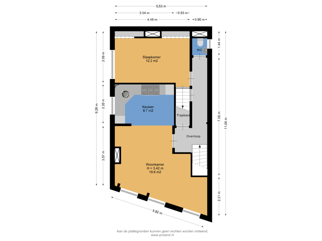 View floorplan of 1e Verdieping of Petrus Campersingel 117-A