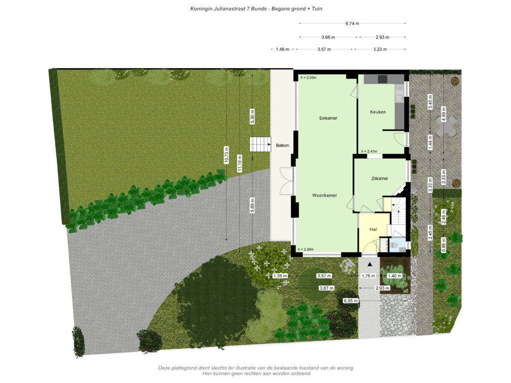 Bekijk plattegrond van Begane grond + Tuin van Koningin Julianastraat 7