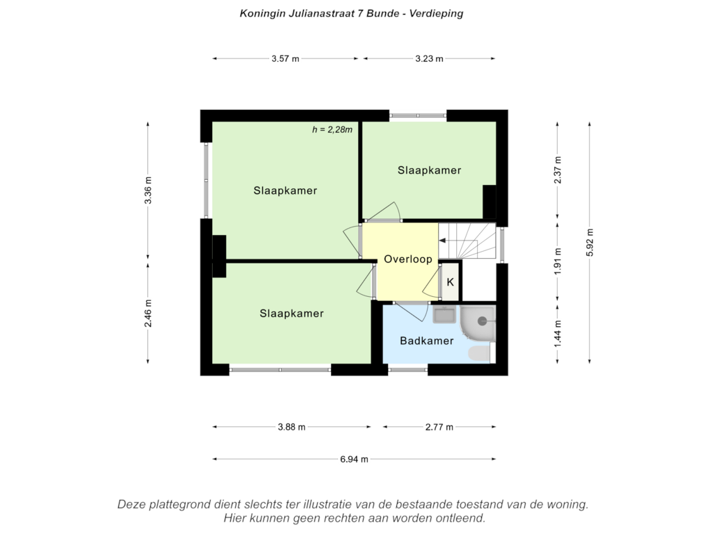 Bekijk plattegrond van Verdieping van Koningin Julianastraat 7