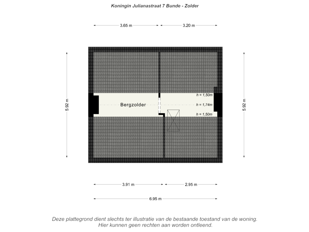 Bekijk plattegrond van Zolder van Koningin Julianastraat 7