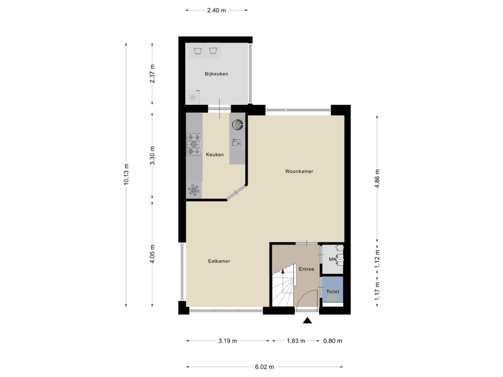 Bekijk plattegrond van Begane Grond van Papeweg 37