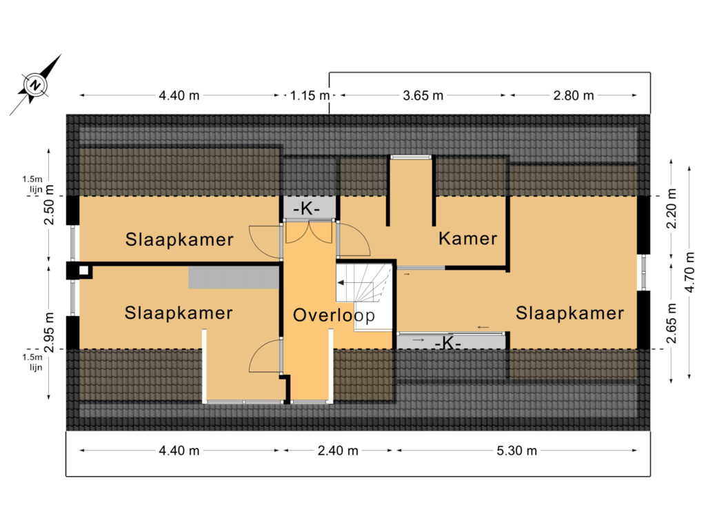 Bekijk plattegrond van 1e Verdieping van Jaerlawei 4