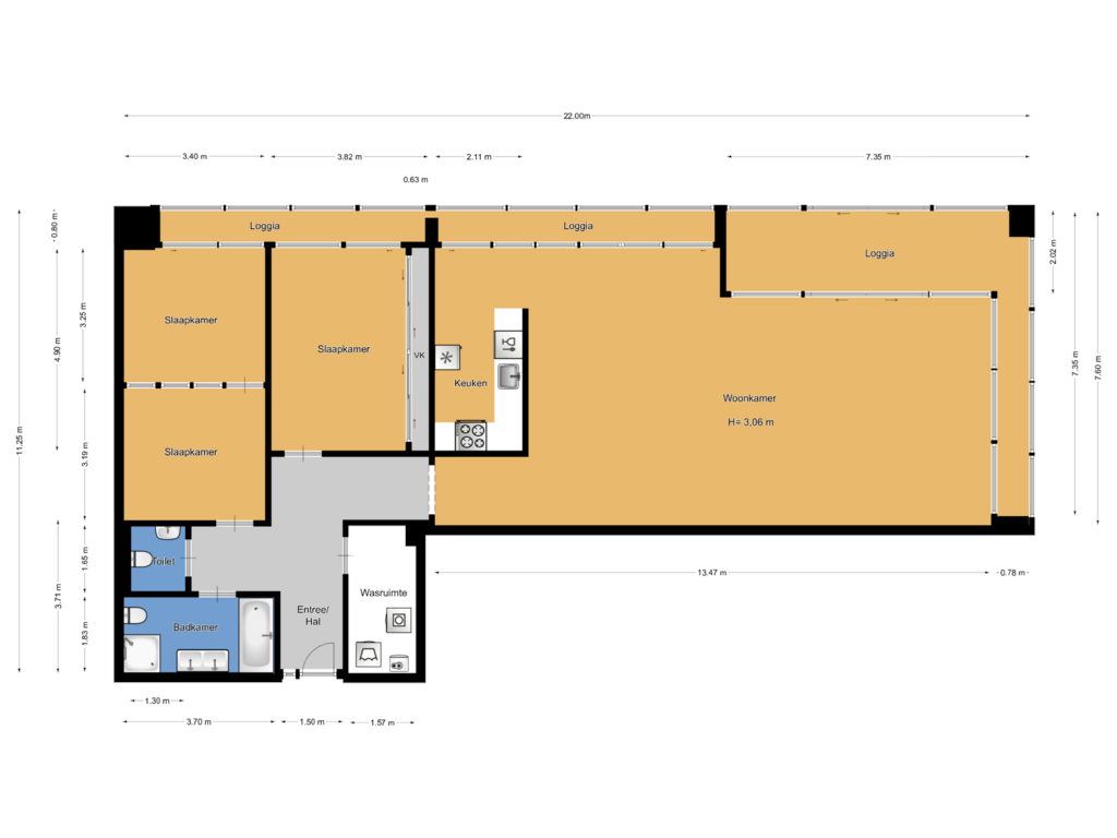 View floorplan of 3e verdieping - Entree of Sir Winston Churchillln 283-F031