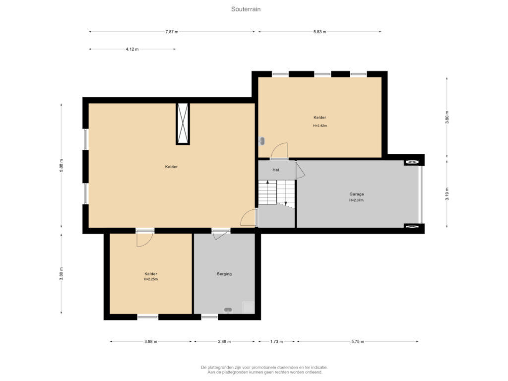 Bekijk plattegrond van Souterrain van Kopseweg 11