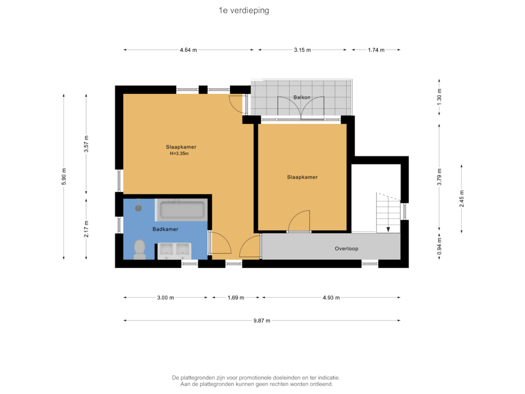 Bekijk plattegrond van 1e verdieping van Kopseweg 11