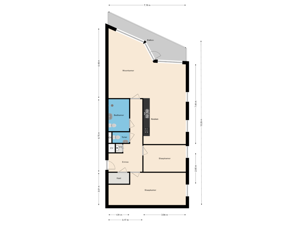 View floorplan of Vijfde verdieping of Begijnenweide 80