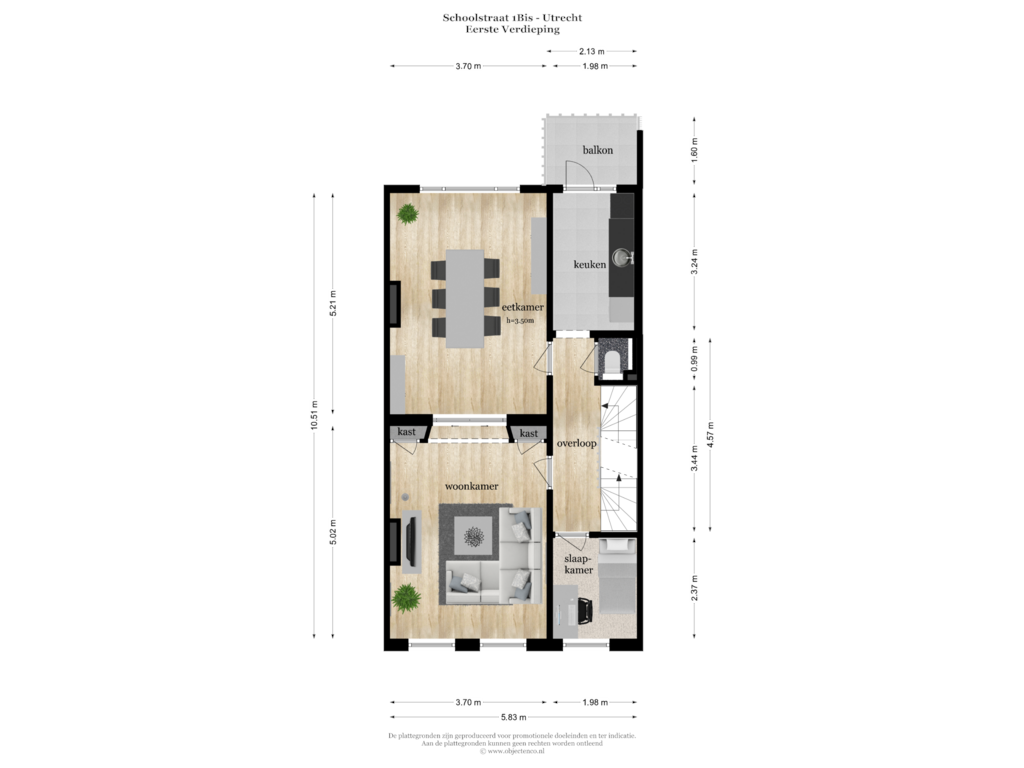 Bekijk plattegrond van Eerste Verdieping van Schoolstraat 1-BS