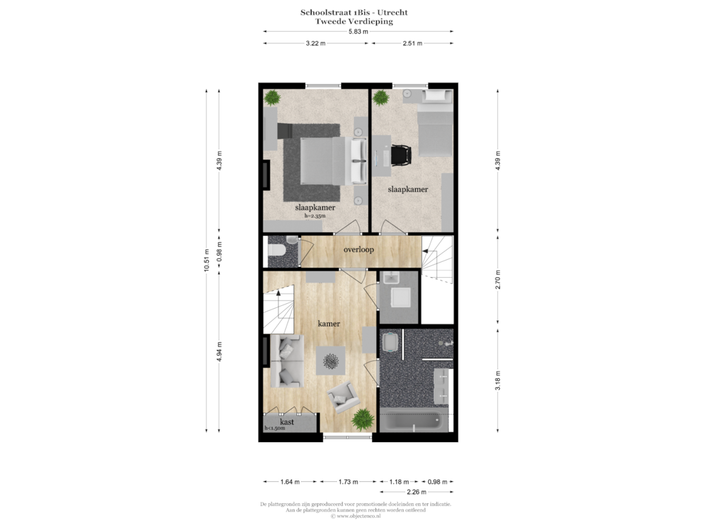 Bekijk plattegrond van Tweede Verdieping van Schoolstraat 1-BS