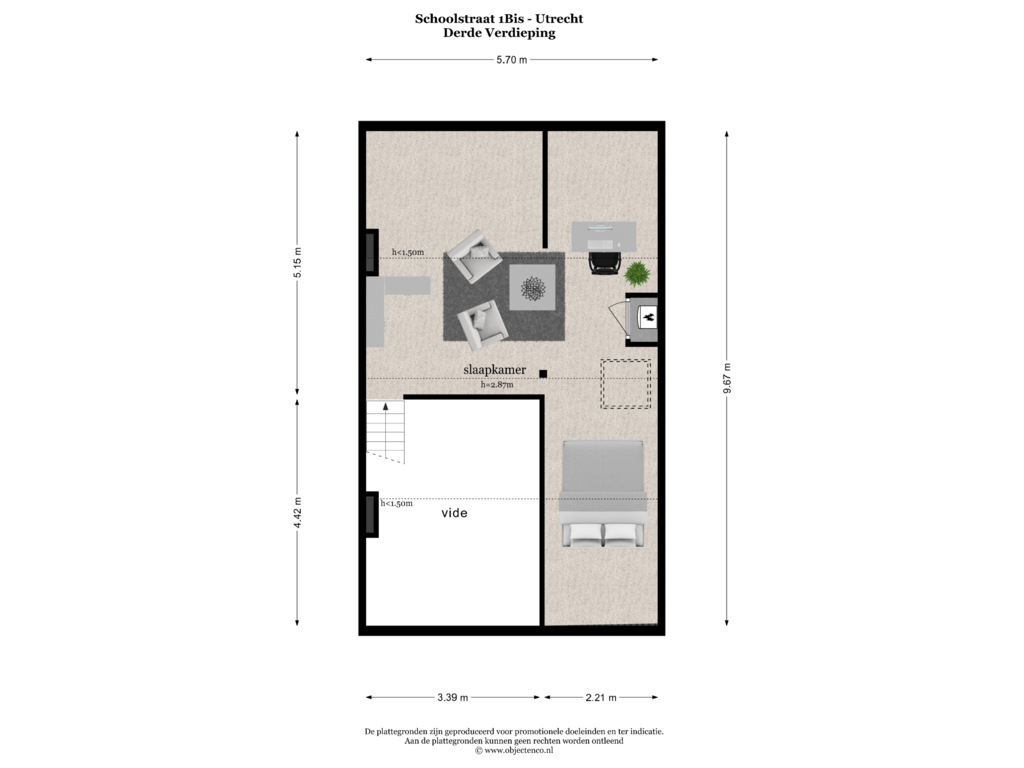 Bekijk plattegrond van Derde Verdieping van Schoolstraat 1-BS