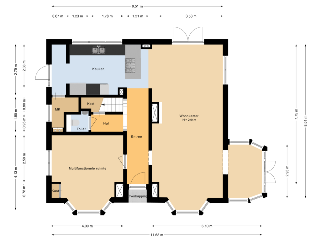 View floorplan of Begane grond of Hilversumseweg 45