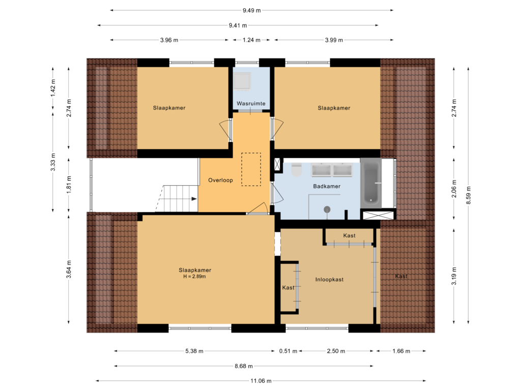 View floorplan of Eerste verdieping of Hilversumseweg 45