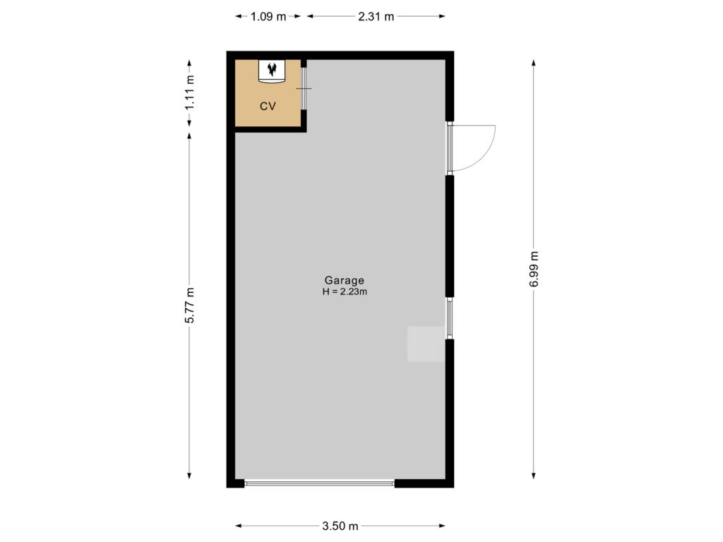 View floorplan of Garage of Hilversumseweg 45