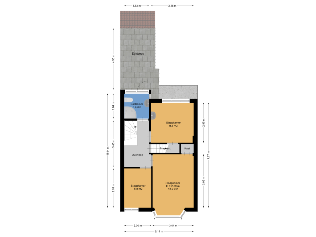 Bekijk plattegrond van 1e Verdieping van Spanjaardslaan 24