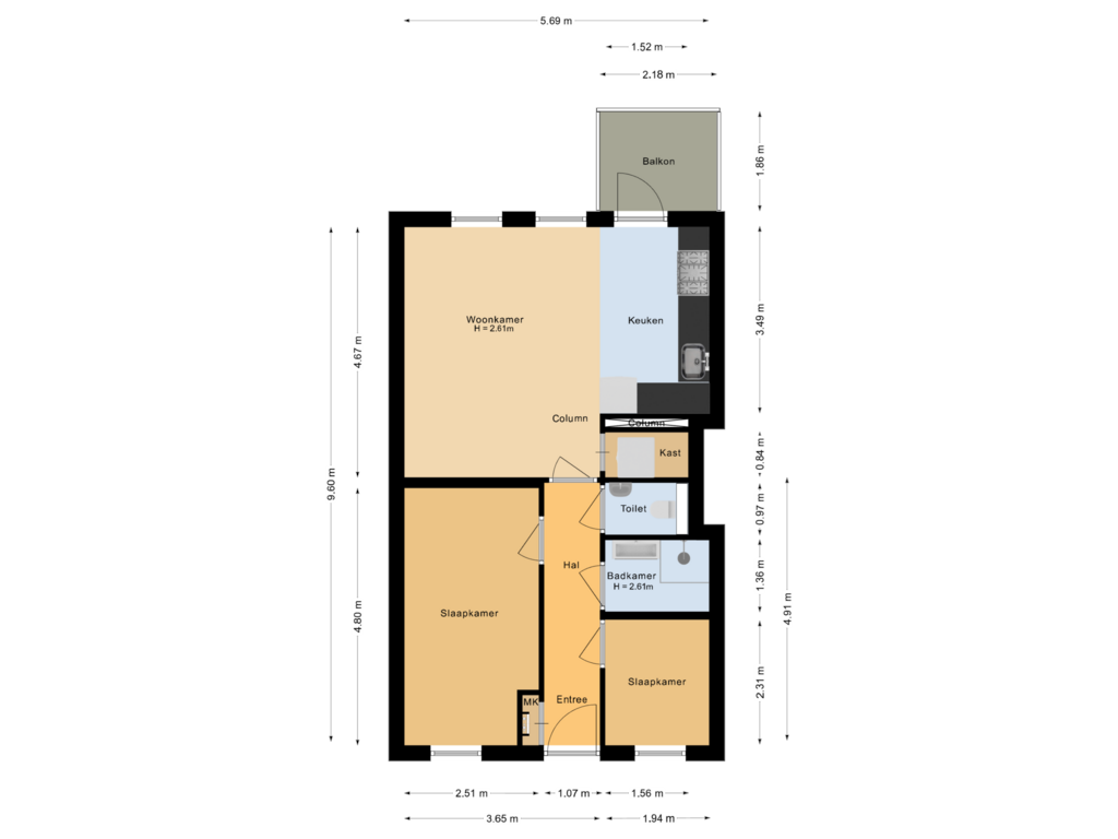 View floorplan of Eerste verdieping of Kruyderlaan 29-29