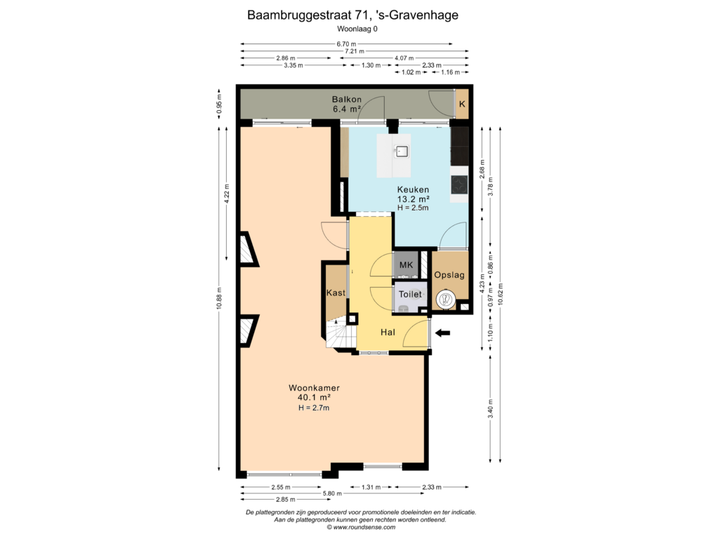 View floorplan of Woonlaag 0 of Baambruggestraat 71