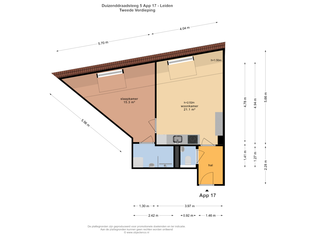 Bekijk plattegrond van TWEEDE VERDIEPING van Duizenddraadsteeg 5-H