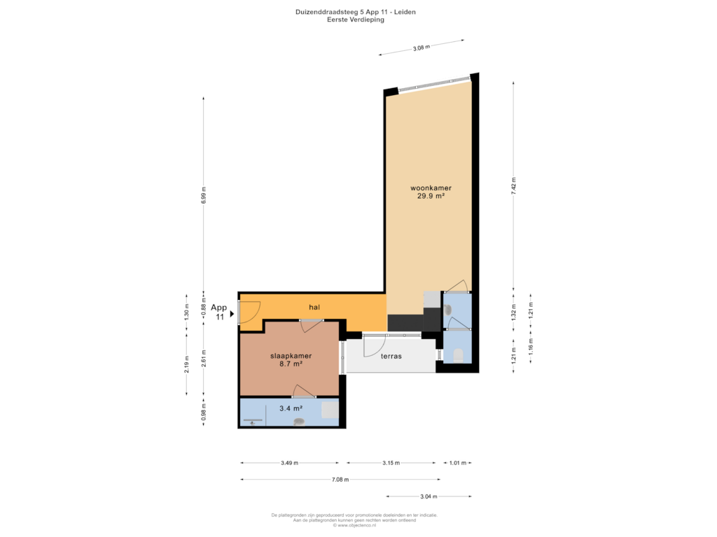 Bekijk plattegrond van EERSTE VERDIEPING van Duizenddraadsteeg 5-D