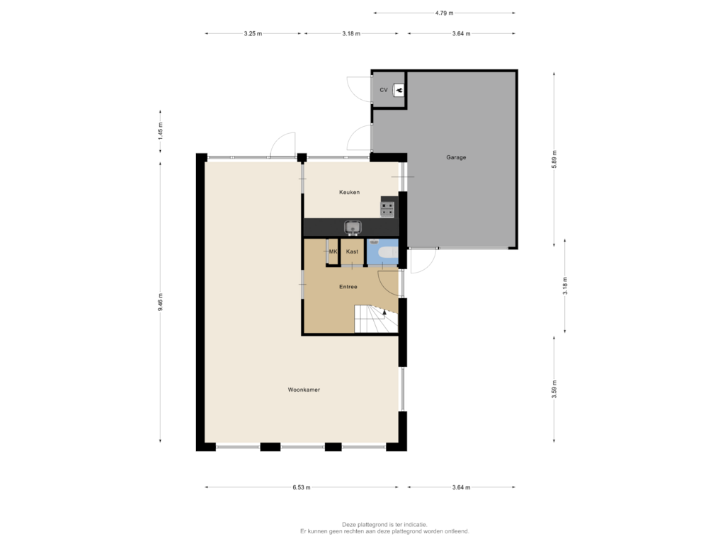 Bekijk plattegrond van Begane grond van Kruisstraat 9