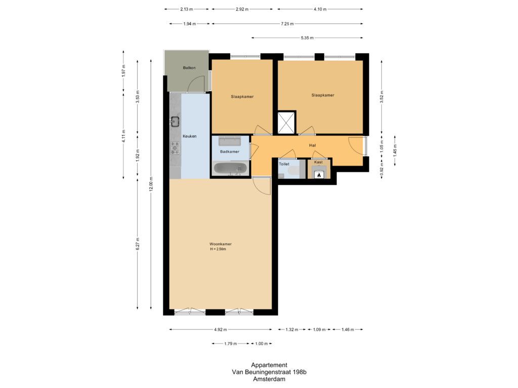 View floorplan of Appartement of Van Beuningenstraat 198-B