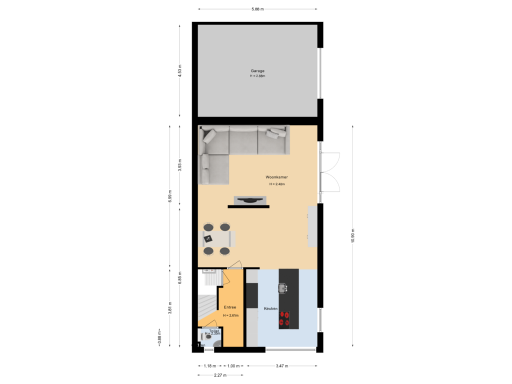 Bekijk plattegrond van Begane grond van Pinnenburgerweg 52