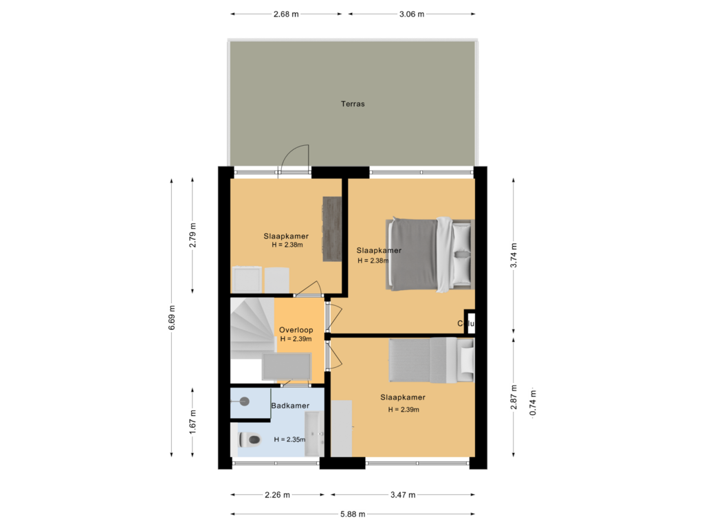 Bekijk plattegrond van Eerste verdieping van Pinnenburgerweg 52