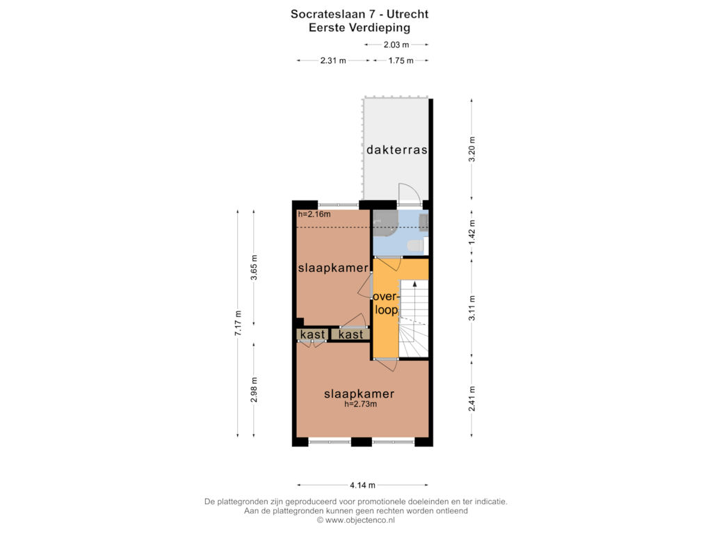 View floorplan of EERSTE VERDIEPING of Socrateslaan 7