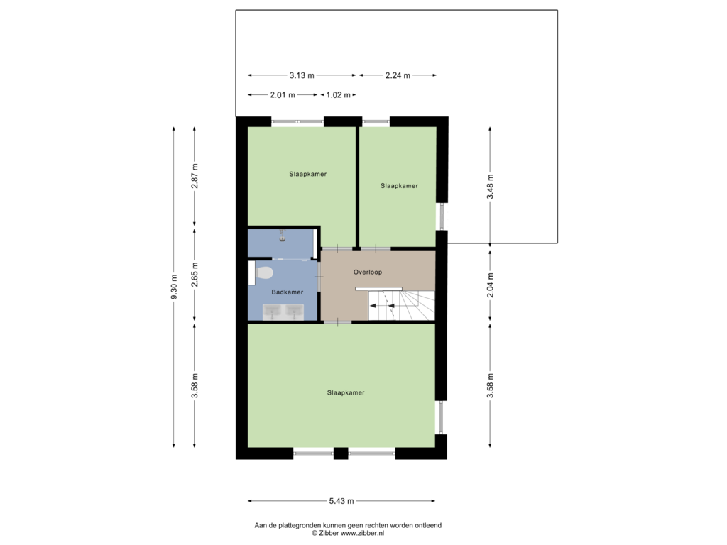 Bekijk plattegrond van Eerste Verdieping van Looierstraat 3