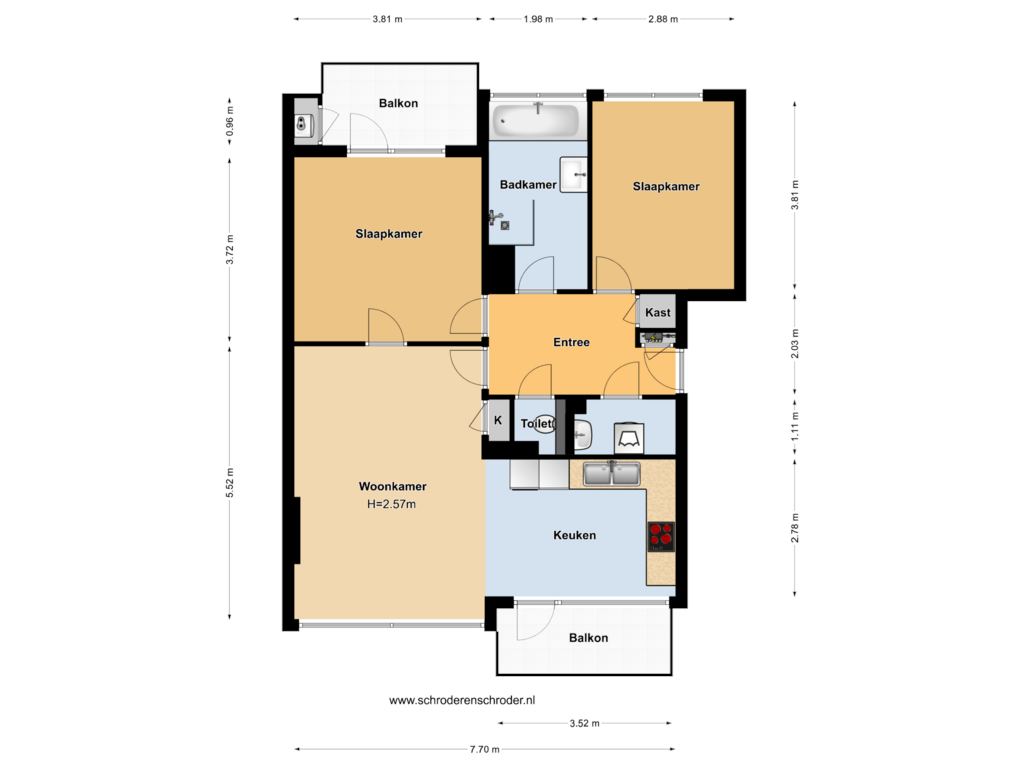 View floorplan of Woonetage of Frans Halslaan 25-I