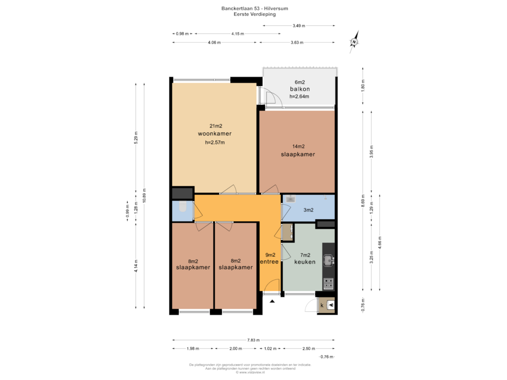 View floorplan of EERSTE VERDIEPING of Banckertlaan 53