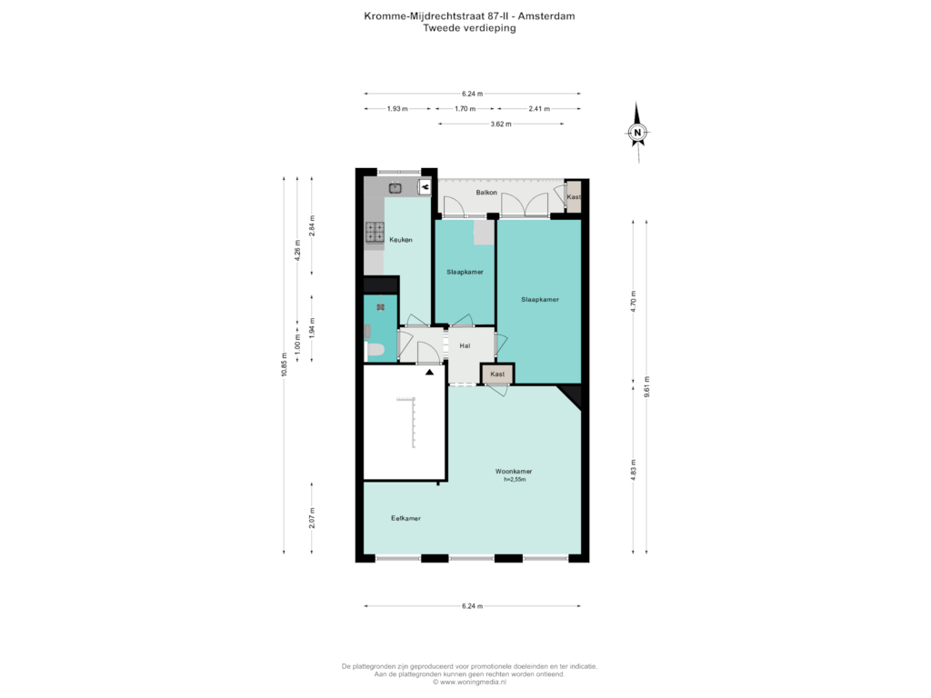 Bekijk plattegrond van 2e verd van Kromme-Mijdrechtstraat 87-2