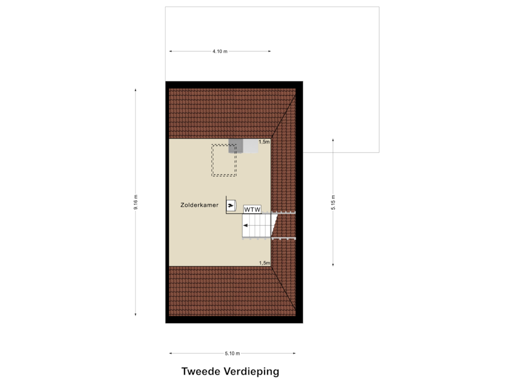 View floorplan of Tweede Verdieping of Mandenmaker 8