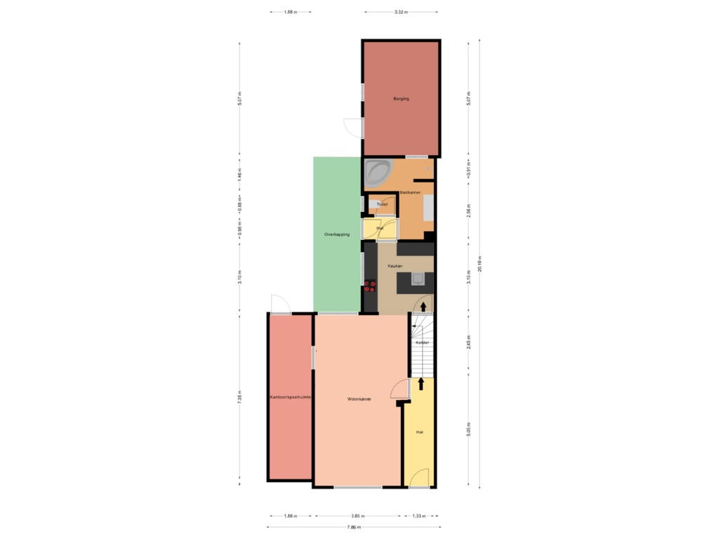 Bekijk plattegrond van Begane grond van Mauritsstraat 38