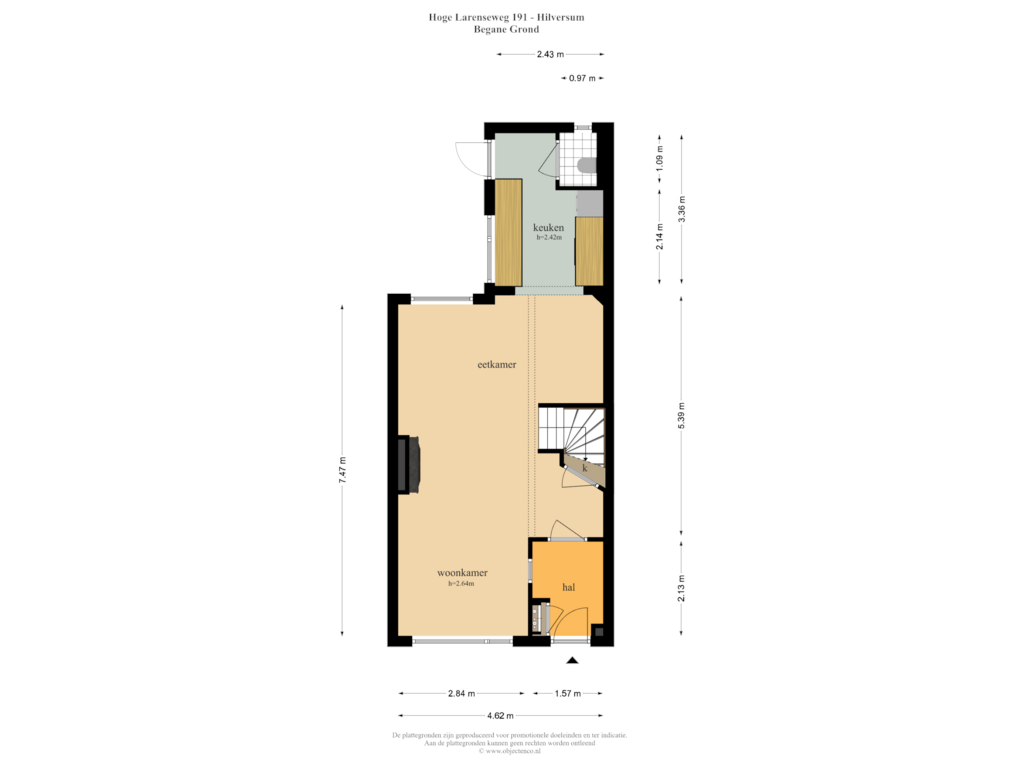 View floorplan of Begane Grond of Hoge Larenseweg 191