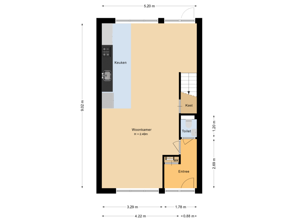 Bekijk plattegrond van Begane grond van Genèvestraat 25