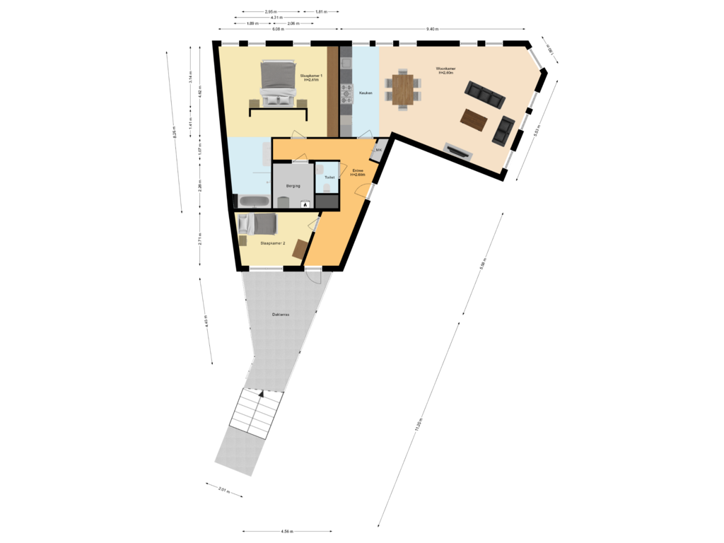 View floorplan of Appartement of Hellevoetstraat 3