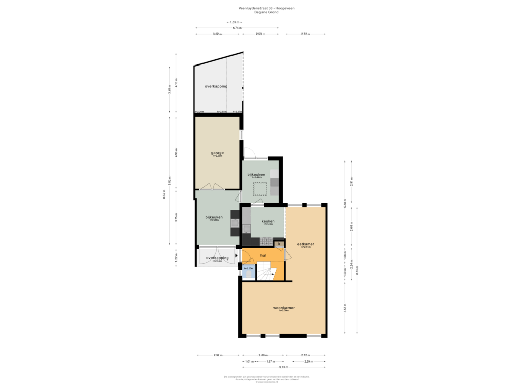 View floorplan of BEGANE GROND of Veenluydenstraat 38