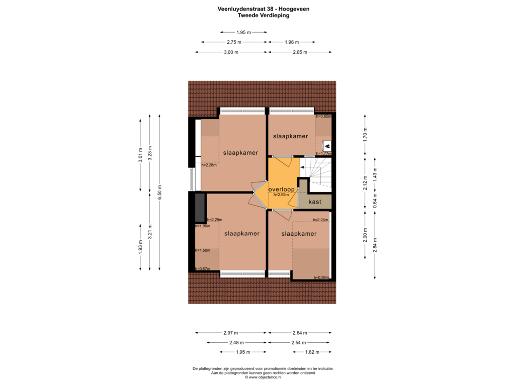 View floorplan of TWEEDE VERDIEPING of Veenluydenstraat 38