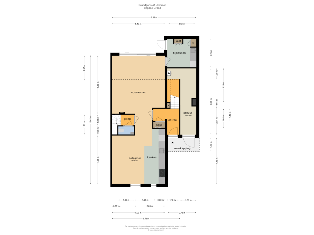 View floorplan of BEGANE GROND of Brandgans 47