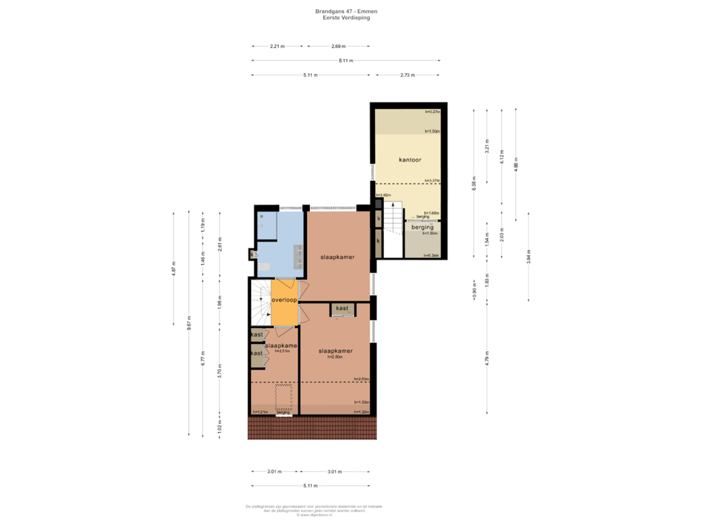 View floorplan of EERSTE VERDIEPING of Brandgans 47