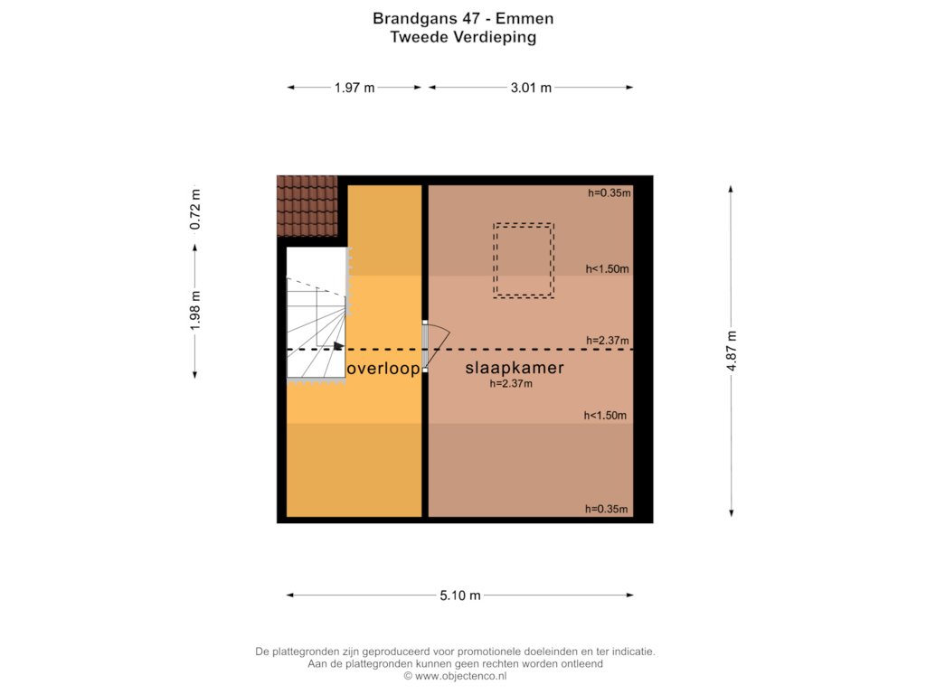 View floorplan of TWEEDE VERDIEPING of Brandgans 47