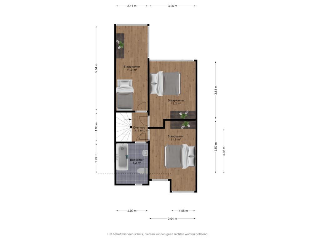 View floorplan of 1e verdieping of Dr. Oortwijn Botjeslaan 120