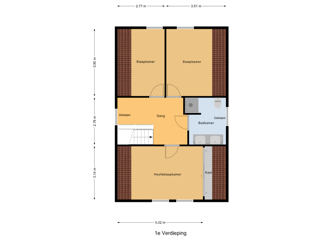 Bekijk plattegrond van 1e Verdieping van Hoofdweg 28