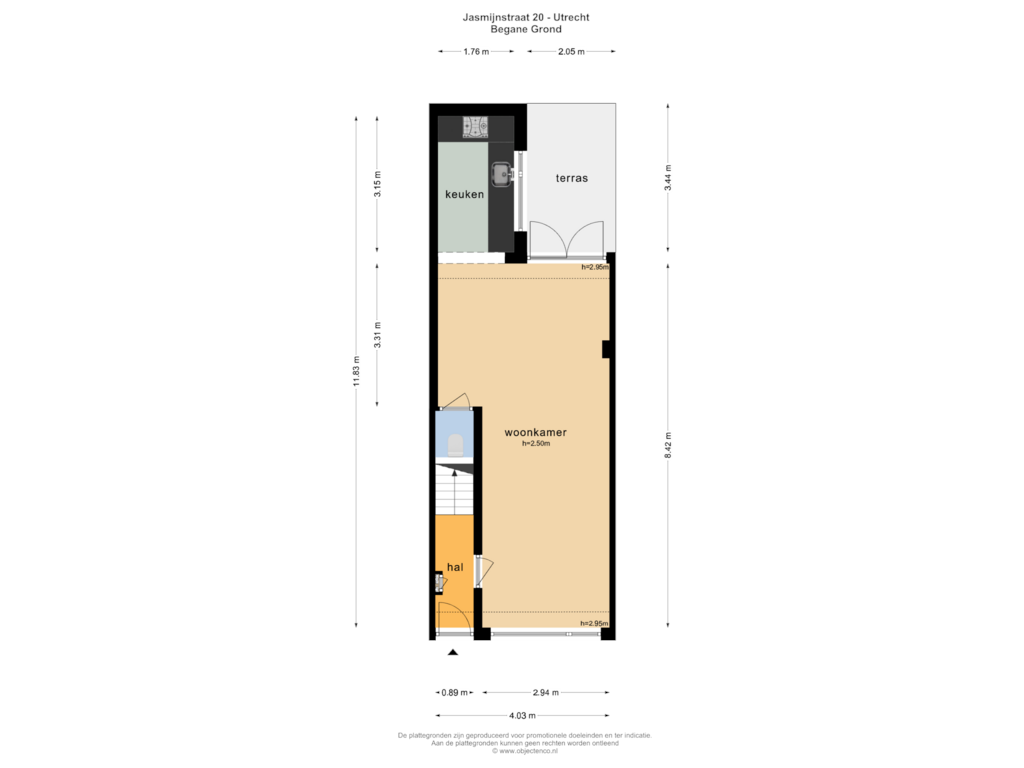 Bekijk plattegrond van BEGANE GROND van Jasmijnstraat 20