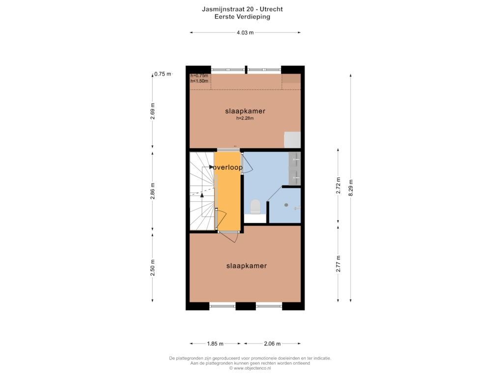 Bekijk plattegrond van EERSTE VERDIEPING van Jasmijnstraat 20