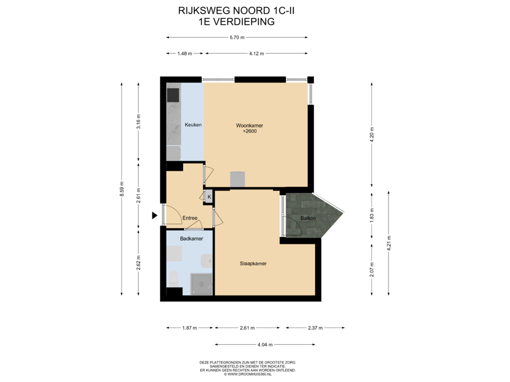 Bekijk plattegrond van 1E Verdieping van Rijksweg Noord 1-CII