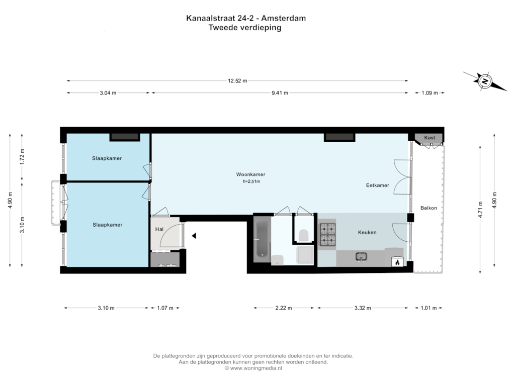 View floorplan of 2e verd of Kanaalstraat 24-2