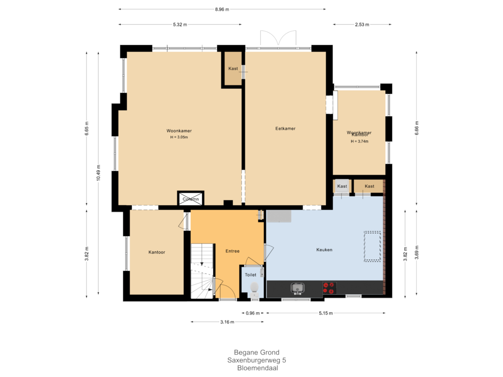 Bekijk plattegrond van Begane grond van Saxenburgerweg 5