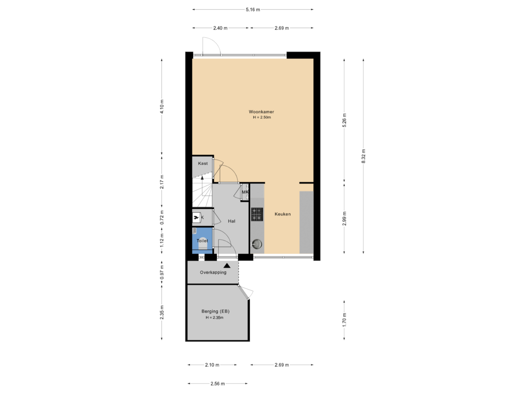 Bekijk plattegrond van Begane grond van Asturiëstraat 2