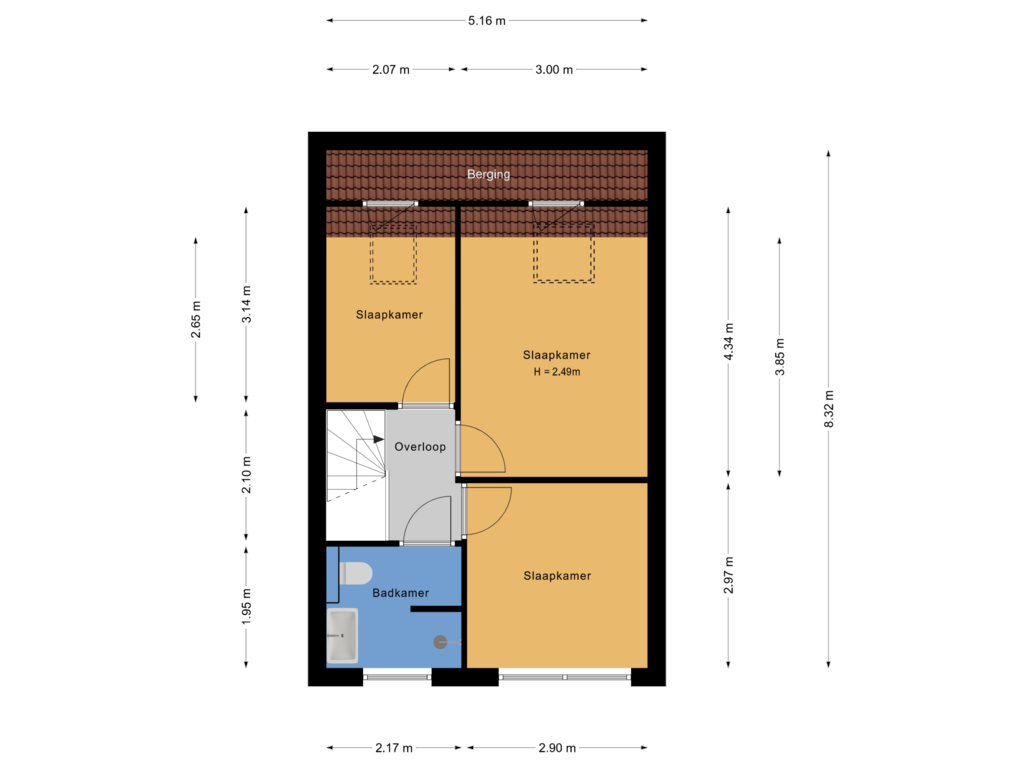 Bekijk plattegrond van 1e verdieping van Asturiëstraat 2